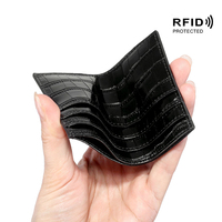 Casing Kartu Logo Kustom Dompet Cuero Hadiah Promosi Pemegang Kartu Kredit ID Kulit Buaya Asli