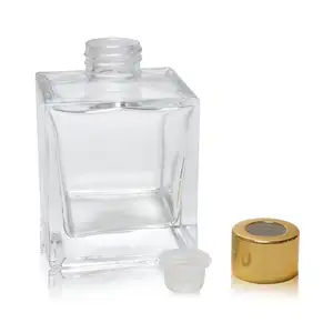 Nuovo contenitore in vetro con diffusore a bastoncini per bottiglia di aromaterapia da 100ml in stile quadrato di Design