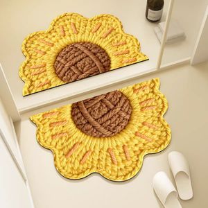 Tapis de salle de bain antidérapant absorbant en forme d'ours de dessin animé, imitation tissée en terre de diatomée, pour porte de toilette - Product Image 2