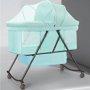 <span class=keywords><strong>Cuna</strong></span> Portátil Plegable de Tela Afelpada con Patrón Sólido, Cama para Bebé Ajustable en Altura, <span class=keywords><strong>Cuna</strong></span> Grande para Emparejar con Cama de Padres - Product Image 3