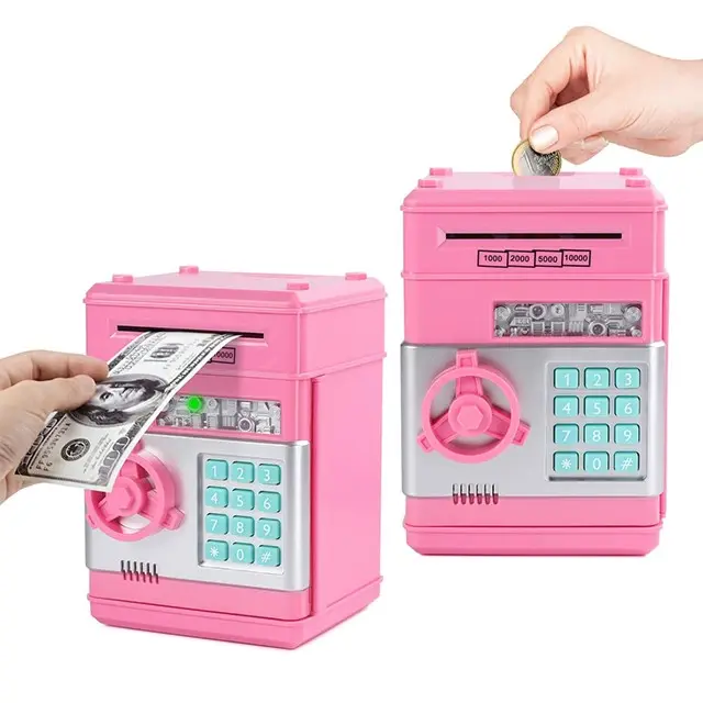 Huiye otomatik haddeleme para şifre kasa para kutusu Atm Mini kumbara oyuncak çocuk elektronik kumbara oyuncak çocuklar için