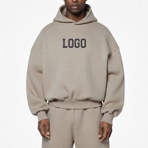 Мужские худи оверсайз из флиса, укороченные, без шнурка, плотность 500 г/м², с возможностью нанесения логотипа, дизайнерские, высокого качества - Product Image 1