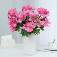 Bouquet réaliste à 5 têtes en soie artificielle Rhododendron fleur d'azalée pour mariage noël décor à la maison salon