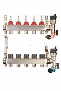 Коллектор водяного коллектора системы отопления из нержавеющей стали с расходомерами - Product Image 3