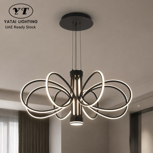 Modern Metal Chandelier With <b>Dimmable</b> Remote Tricolor <b>Led</b> For Dining Room Living Room Indoor Home Decor Large Size - Product Image 1