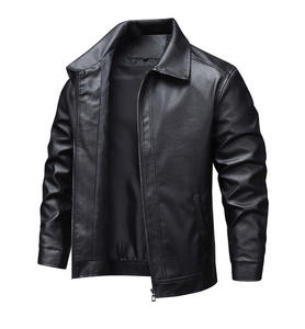 Veste <span class=keywords><strong>vintage</strong></span> pour <span class=keywords><strong>homme</strong></span> en cuir PU enduit imperméable, coupe ajustée, style motard, avec fermeture éclair et patchwork, coupe-vent, décontractée - Product Image 3
