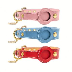 Genuine Leather Durable Adjustable Retro Blush <b>Pink</b> Dog Collar for <b>Gifts</b> - Product Image 2