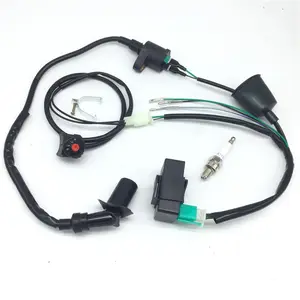 Kawat Harness Kabel Loom CDI Ignition Coil Busi Saklar Darurat Kit Pembangunan Kembali untuk 125CC 110CC 90CC 70CC 50CC Kick Start Dirt Pit