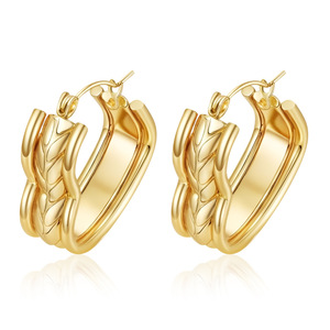 Pendientes de aro vintage Resoul PVD dorados, joyería impermeable, aretes que no se deslustran, accesorios de moda para mujer. - Product Image 5