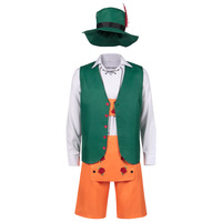 Ensemble de costume bavarois pour homme pour l'Oktoberfest, Lederhosen, short orange, gilet vert, chemise blanche, chapeau alpin, tenue complète pour la bière