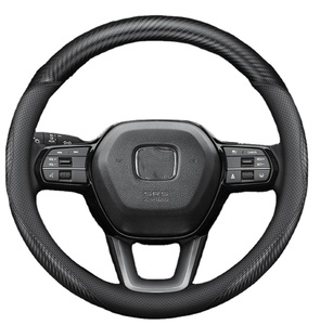 Housse de <span class=keywords><strong>volant</strong></span> de voiture en cuir noir mat en fibre de carbone, design rond de <span class=keywords><strong>37</strong></span> <span class=keywords><strong>cm</strong></span>, dernière génération - Product Image 2