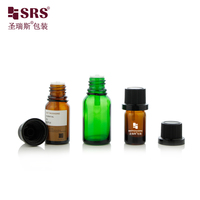Bouteille d'huile essentielle en verre G015 Premium à 18 filetages avec support TEC, ambre, vert, transparent, bleu