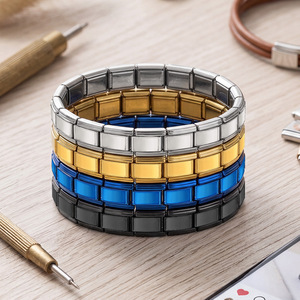 Bracelet modulaire en acier inoxydable, design géométrique, bijoux de mode unisexe, base de bracelet DIY, large format - Product Image 5