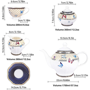 Fine Royal Butterfly Pattern 17-Piece British Ceramic Porcelain <strong>Tea</strong> <strong>Set</strong> Modern Bone China Eco-Friendly White <strong>Tea</strong> <strong>Party</strong> <strong>Set</strong> for - Product Image 5