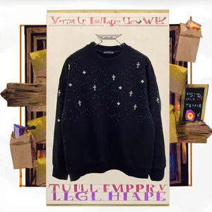 Sudadera con Capucha de Punto para Hombre, Estilo Vintage, Informal, para Invierno, con Pedrería, Corte Regular, Teñido Liso, 100% Poliéster, en Existencia - Product Image 3