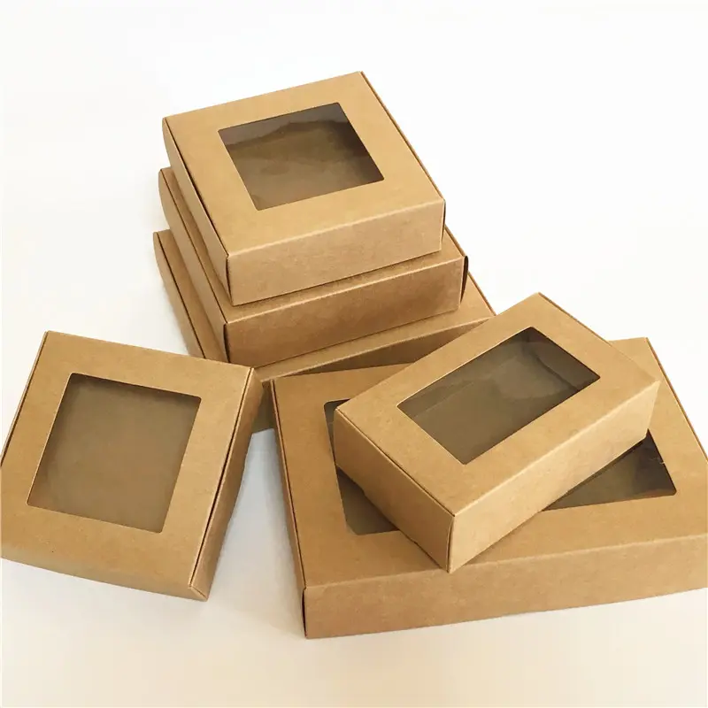Wholesale factory customized logo kraft paper box packaging bakery cake cupcake carton boxes with plastic clear windows