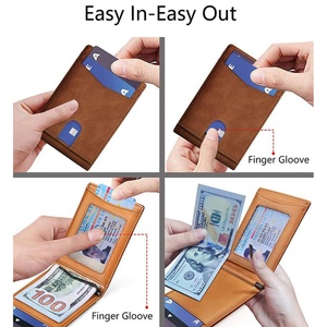 Hot Sale Front Pocket <b>Wallets</b> <b>RFID</b> <b>Blocking</b> Minimalist Slim Leather Money Clip <b>Wallet</b> for Men - Product Image 5