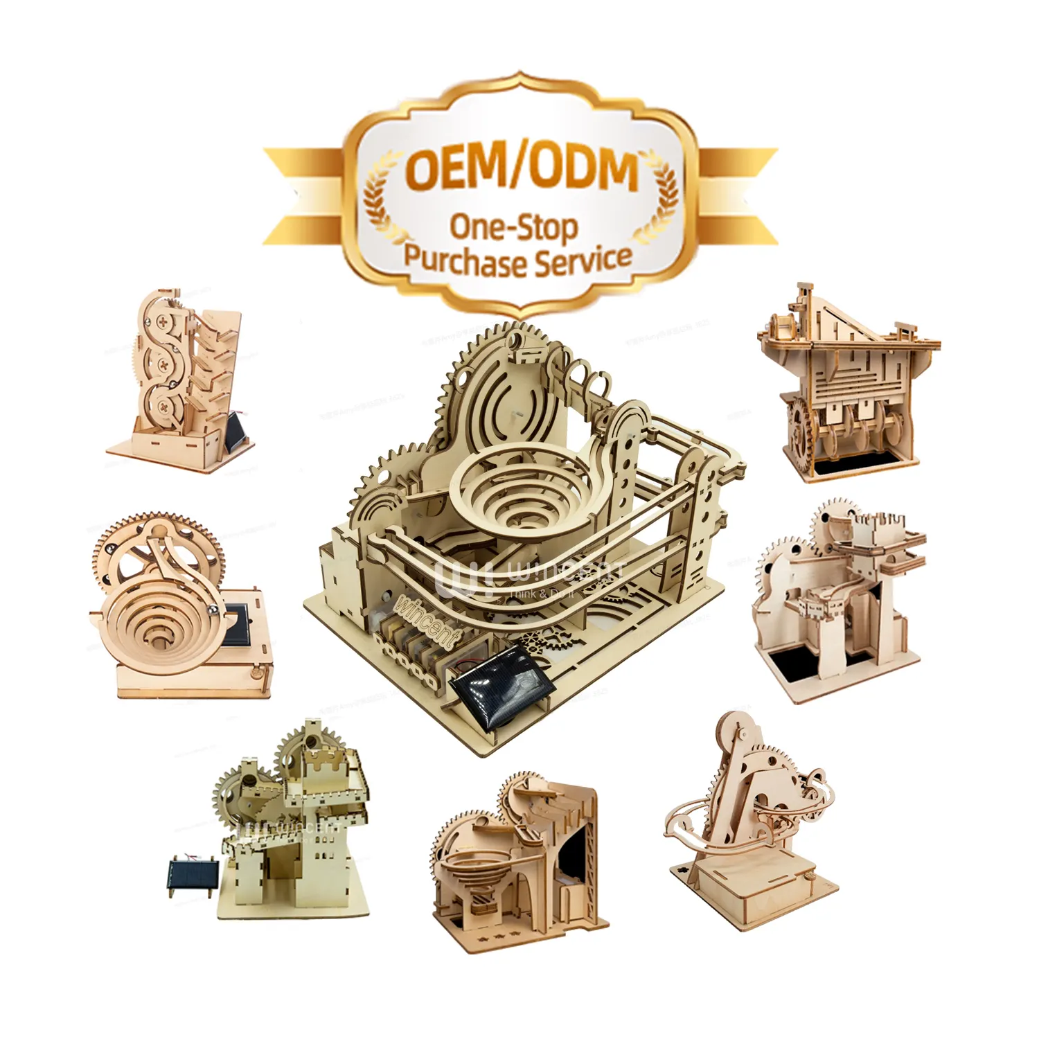 Run DIY Assembly Gear Educational Toys 3D Wooden Toy Puzzle Wincent ODM Marble for Kids and Adults Wooden Models Unisex