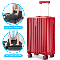 Nouvelles valises de voyage en polyester avec poignée en aluminium, fonction de compression sous vide, 100% PC avec serrure TSA Sippner