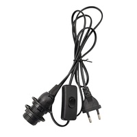 Lampe de table avec interrupteur filaire standard européen 303, support de lampe avec douille E14, matériau PVC, style à vis