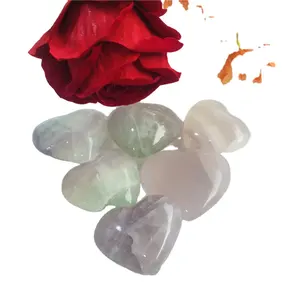 Wholesale Natural Healing Crystals Stones Carved rainbow lavender fluorite Quartz Crystal Heart for decoration