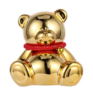 Urso Dos Desenhos Animados Em Forma De Mealheiro de cerâmica Rabiscão Dourado/Cor Sólida Presente Das Crianças Vivid Bonito Saving Pot Kid Presente