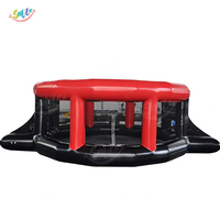 Jeu de football gonflable sur le thème du sport pour enfants et adultes, terrain de football circulaire gonflable avec filet au dessus