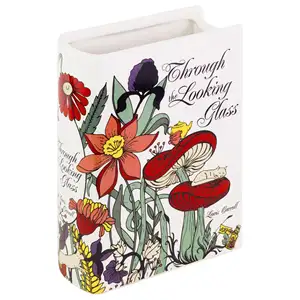 2024 Nordic style ceramic book flower vase home decor wholesale custom logo pattern floral book vases