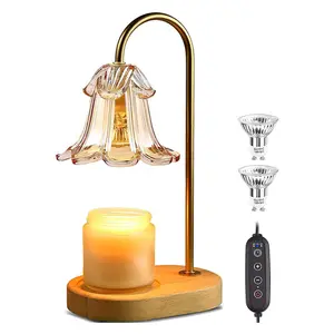קריסטל פרח נר שעווה חם מנורה, בהירות מתכוונן מנורת סגנון נרות חמים עבור למעלה למטה התכת נר, לילה מנורה