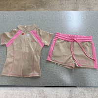 Ensemble de survêtement 2 pièces décontracté pour femme : veste à col polo zippée à manches courtes et short, style réplique de marque