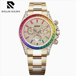 Moissanite Watch Mechanical Luxury Watch Rainbow Accept OEM ODM Service Hip Hop <b>Automatic</b> Watch for Men - Product Image 1