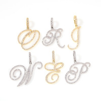 Hip Hop 18K oro antiguo inglés letras nombre personalizado 2020 Bling letra colgante con inicial colgante collar joyería