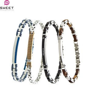 Bracciale da Uomo in Acciaio Inossidabile 316L Stile Classico con Ceramica e Energia Quantica, Ideale come Regalo di Anniversario o Matrimonio - Product Image 1