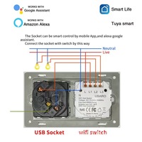 Interrupteur intelligent à commande vocale Type 146 2,4 GHz, encastré, 240 V, panneau en verre trempé, vente en gros