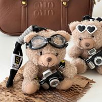 Pendentif caméra ours, pendentif de sac, poupée en peluche, porte-clés couple, cadeau créatif, porte-clés