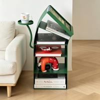Étagère à livres et porte-revues multifonctionnelle en fer, design rétro nostalgique, pour salon ou bureau, à poser au sol
