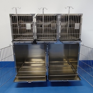 Gabbia <span class=keywords><strong>per</strong></span> Animali Domestici in Acciaio Inox 304 di Grandi Dimensioni, Gabbia Veterinaria a Doppio Piano con 5 Porte e Ruote Spostabili - Product Image 3