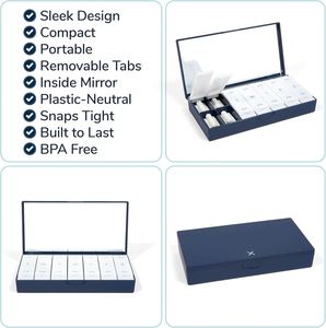 Caja de pastillas semanal con tapa giratoria de PP, a prueba de polvo, con espejo dental, resistente a niños, logotipo personalizado, multicolor, clásica, para cuidado dental, venta al por mayor - Product Image 4
