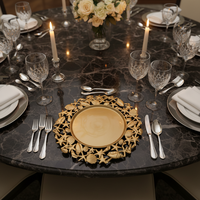 Assiettes de Présentation en Gros 13 Pouces Luxe Éléments Marins Pigmentés en Plastique PP Motif Personnalisé Durable Réutilisable Mariage