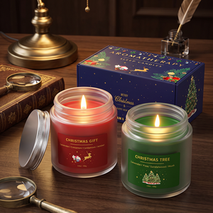 AIKUN Hand Poured Eco Friendly Scented Soy <b>Candle</b> <b>Long</b> Burning Luxury Christmas Glass <b>Candle</b> Gift Set for Holiday - Product Image 3