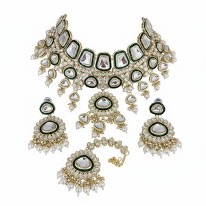 Ensemble de collier ras du cou plaqué or pierre Kundan et Meenakari 10573820 Parure de bijoux fins - Product Image 2