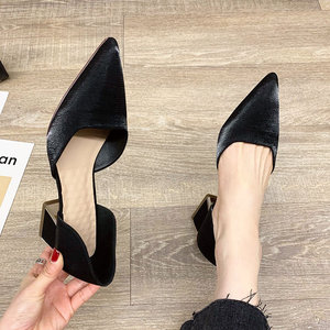 Zapatos de Oficina de Tacón Medio con Punta Puntiaguda y Tacón Cuadrado, Ligeros y a la Moda para Mujer, Primavera - Product Image 6