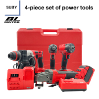 Clé à batterie sans fil au lithium SUBY, perceuse électrique, meuleuse d'angle, jeu de marteaux électriques, avec 4 piles