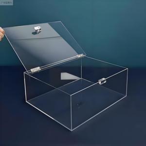 Modern Custom Transparent Acrylic Gift Box <strong>with</strong> Hinged <strong>Lid</strong> <strong>Clear</strong> Square Shape Factory Designed Packaging - Product Image 4