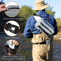 Sac banane de pêche antichoc double face en PVC avec panneau arrière en maille pour hommes pêcheurs, pêche en rivière, aventure en plein air, organisation