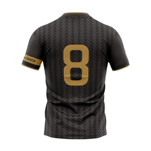 Custom Retro Soccer Jersey <b>Black</b> Embroidered Polyester V Neck T Shirts Men for Sublimation Print - Product Image 3