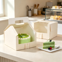 Boîtes à gâteaux personnalisées haut de gamme, recyclables, écologiques, jetables, avec poignée, 12x12x12