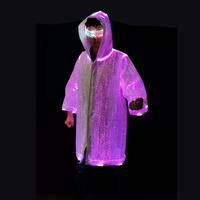 Veste à capuche unisexe en polyester/rayonne blanche personnalisable avec éclairage LED, impression lumineuse, costume de scène pour performance et fête