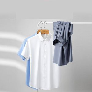 Thoải Mái Thoáng Khí Người Đàn Ông Của Áo Sơ Mi Dài Tay Áo Rắn Căng Nút Xuống Áo Sơ Mi Căng Nhăn-Miễn Phí Của Người Đàn Ông Ăn Mặc Áo Sơ Mi - Product Image 2