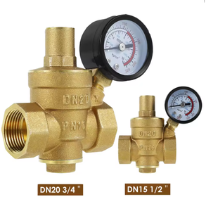 Laiton 3/4 pouces DN20 & 1/2 pouces DN15 hydraulique moyenne température réglable robinet à tournant sphérique régulateur <span class=keywords><strong>de</strong></span> pression <span class=keywords><strong>d</strong></span>'<span class=keywords><strong>eau</strong></span> et réducteur - Product Image 1